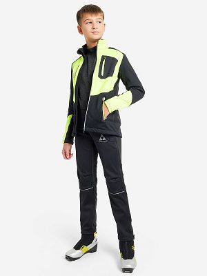 Превью Лыжная куртка Куртка лыжная FISCHER Softshell Warm Jr Черный/Лимонный